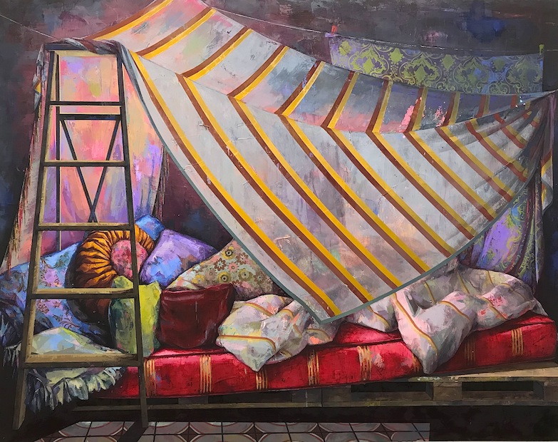 Katrin Heichel: Draußen ist feindlich, 2018, Öl auf Leinwand, 190 x 240 cm

